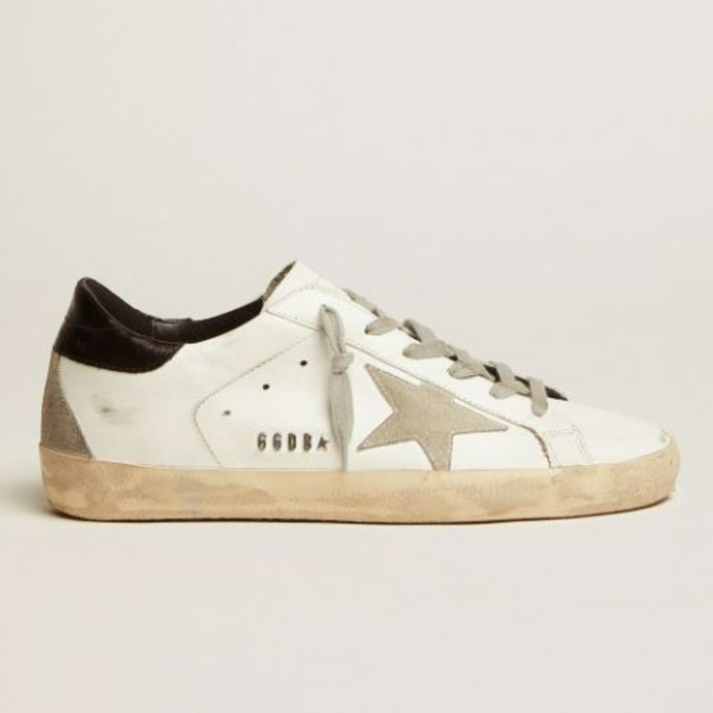 Golden Goose Women's Super Star with black heel tab and metal stud lettering 36